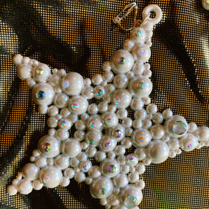 Pearl White and iridecent Star Earrings