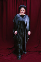 Load image into Gallery viewer, Sheer silver-black v-neck Kaftan Maxi Dress UK 6 - 26
