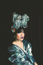 Load image into Gallery viewer, Silver Bespoke Metallic PVC Turban
