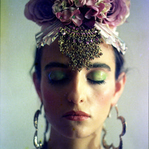 Floral Frida bejewelled purple headpiece