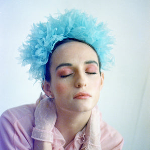 Blue Vintage inspired ruffle Pastel Headpiece