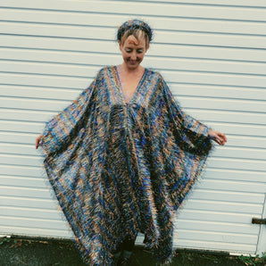 Iridescent MIDI *Christmas Special* Icy Tinsel Multi-coloured Shimmer Kaftan Dress