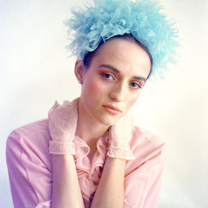 Blue Vintage inspired ruffle Pastel Headpiece