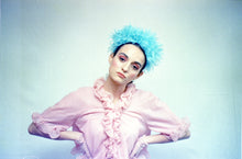 Load image into Gallery viewer, Blue Vintage inspired ruffle Pastel Headpiece
