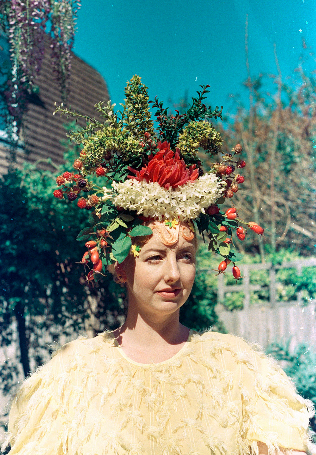 Vintage floral Flower Headdress - Berries, Rosehips,