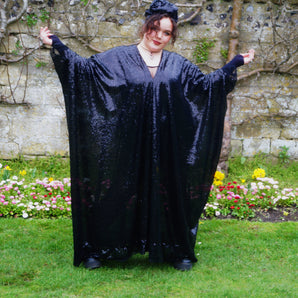 Black Sequin Kaftan Dress
