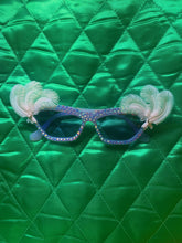 Load image into Gallery viewer, Feather and jewel encrusted pointy Glasses
