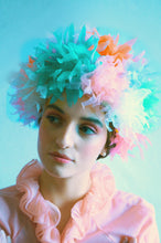 Load image into Gallery viewer, Multicoloured Vintage inspired ruffle Pastel Headpiece
