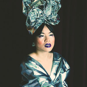 Silver Bespoke Metallic PVC Turban