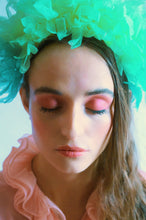 Load image into Gallery viewer, Green Vintage inspired ruffle Pastel Headpiece
