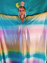 Load image into Gallery viewer, COLOUR FRIDAY! Liquid look pastel holographic rainbow kaftan gown!
