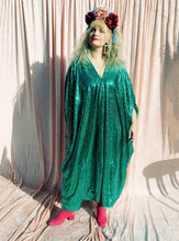 Load image into Gallery viewer, Aqua Sequin V-neck Kaftan Gown (No mesh Neck)
