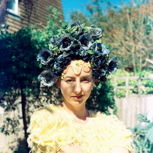 Frida Blue vintage headdress / crown / headpiece / bridal / festival / ascot