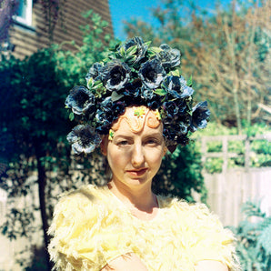 Frida Blue vintage headdress / crown / headpiece / bridal / festival / ascot