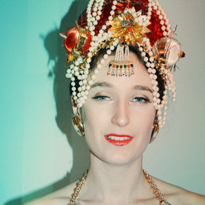 Red Crown Headdress - Fascinator - Costume - Burlesque