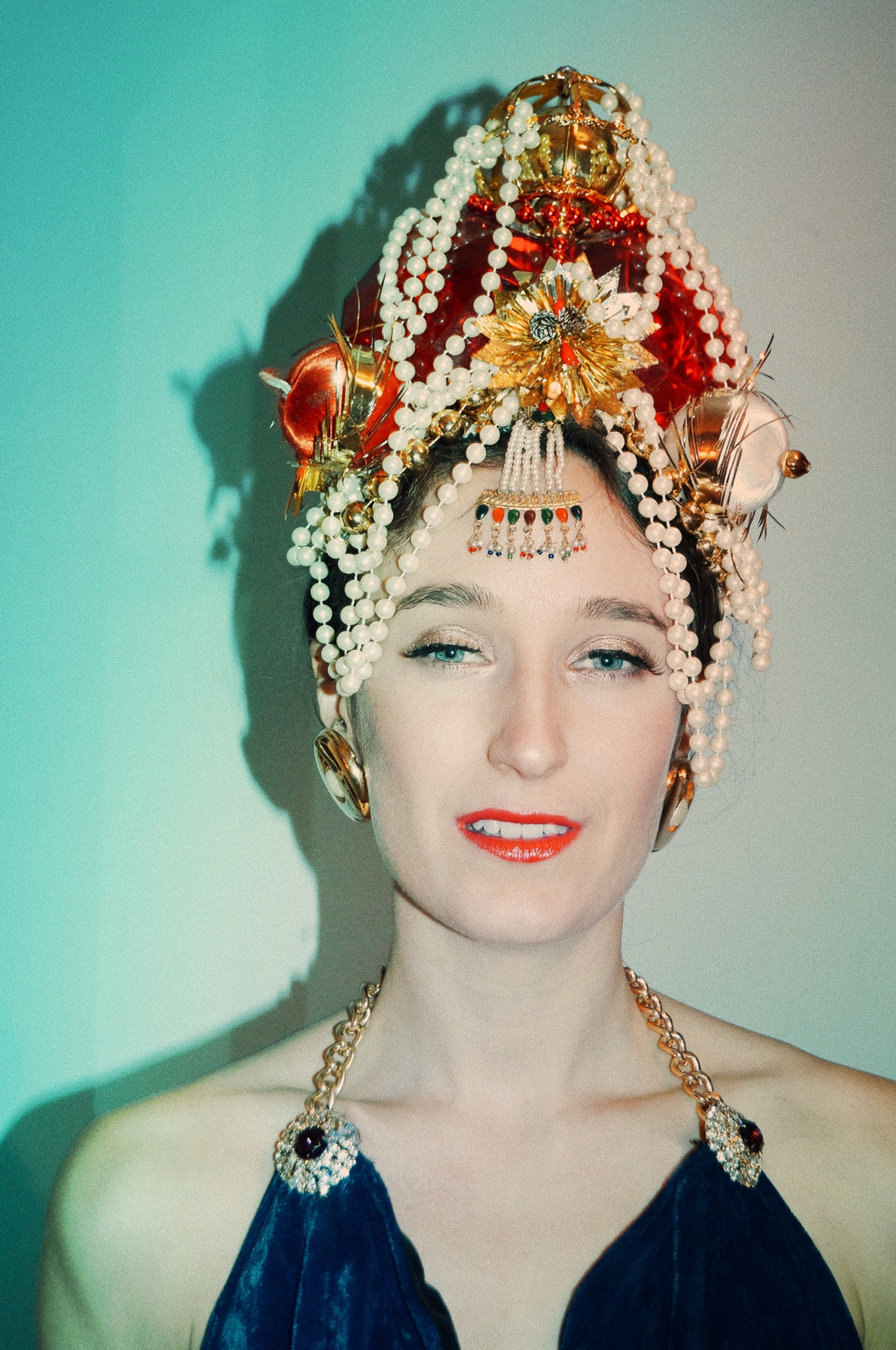 Red Crown Headdress - Fascinator - Costume - Burlesque