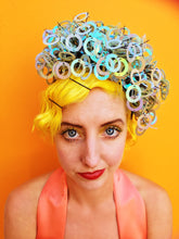 Load image into Gallery viewer, Blue iridescent sequin sprays headpiece.
