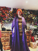 Load image into Gallery viewer, Purple Tinsel Lurex Maxi Party Kaftan Dress and Batwing Kimono
