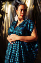 Load image into Gallery viewer, Glitter Blue and Black Lurex Maxi Kaftan Gown/Dress
