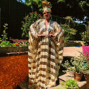 Sequin Fringing Tassel Robe in Gold and Cream
