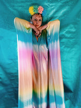 Load image into Gallery viewer, COLOUR FRIDAY! Liquid look pastel holographic rainbow kaftan gown!
