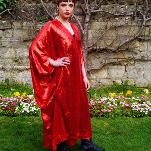 Red Sequin Kaftan Dress