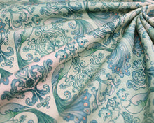 Load image into Gallery viewer, Art Nouveau Green and Blue Print Jersey Kaftan Dress
