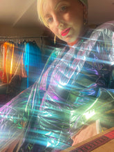 Load image into Gallery viewer, Metallic Holographic/ Pearlescent shimmer double sided quilted Kaftan Gown
