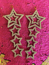 Load image into Gallery viewer, Giant Star Silver Glitter Dangle Earrings

