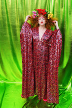Load image into Gallery viewer, Red and multicoloured Sequin Kaftan Gown
