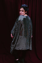 Load image into Gallery viewer, Silver and Black Mirrored Stretch Robe / Maxi Dress / Mini Dress
