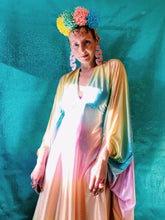 Load image into Gallery viewer, COLOUR FRIDAY! Liquid look pastel holographic rainbow kaftan gown!
