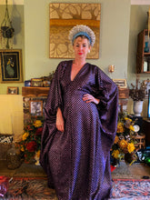 Load image into Gallery viewer, Glitter Pink/lilac and Black Lurex Maxi Kaftan Gown/Dress
