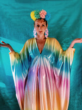Load image into Gallery viewer, COLOUR FRIDAY! Liquid look pastel holographic rainbow kaftan gown!

