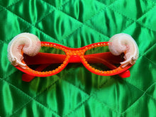 Load image into Gallery viewer, Hot Pink and Orange Feather and Jewel encrusted Glasses
