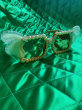 Load image into Gallery viewer, Square Iridescent pearl and white feather Edna Sunglasses
