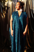 Load image into Gallery viewer, Glitter Blue and Black Lurex Maxi Kaftan Gown/Dress
