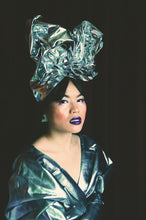 Load image into Gallery viewer, Silver Bespoke Metallic PVC Turban

