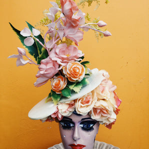 Vintage Peach flower Headpiece / Fascinator