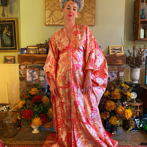 Brocade Pink and gold Gown UK 6 - 26
