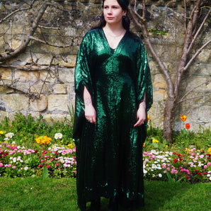 Bottle Green Sequin Kaftan Dress