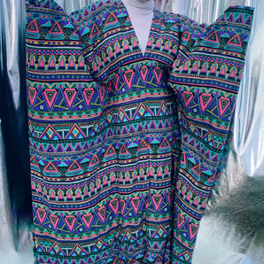 Aztec 80s print inspired Lightweight Kaftan Gown
