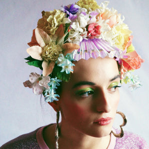 Floral swarovski crystal pastel flower headpiece