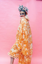 Load image into Gallery viewer, Orange / peach / white Patterned ruffled 60s quilted Kaftan Dress Size 8 - 22 UK
