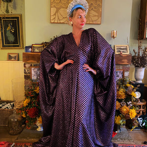 Glitter Pink/lilac and Black Lurex Maxi Kaftan Gown/Dress