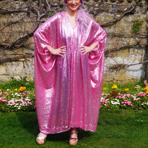 Baby Pink Sequin Kaftan Dress