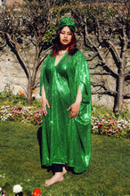Load image into Gallery viewer, Apple Green Sequin Kaftan Dress
