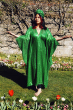 Load image into Gallery viewer, Apple Green Sequin Kaftan Dress
