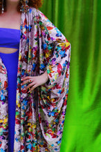 Load image into Gallery viewer, Silver/lilac velvet floral Robe / kimono or Kaftan Gown
