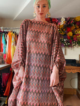 Load image into Gallery viewer, 70s Inspired glitter lurex zig zag reversible Kaftan Dress

